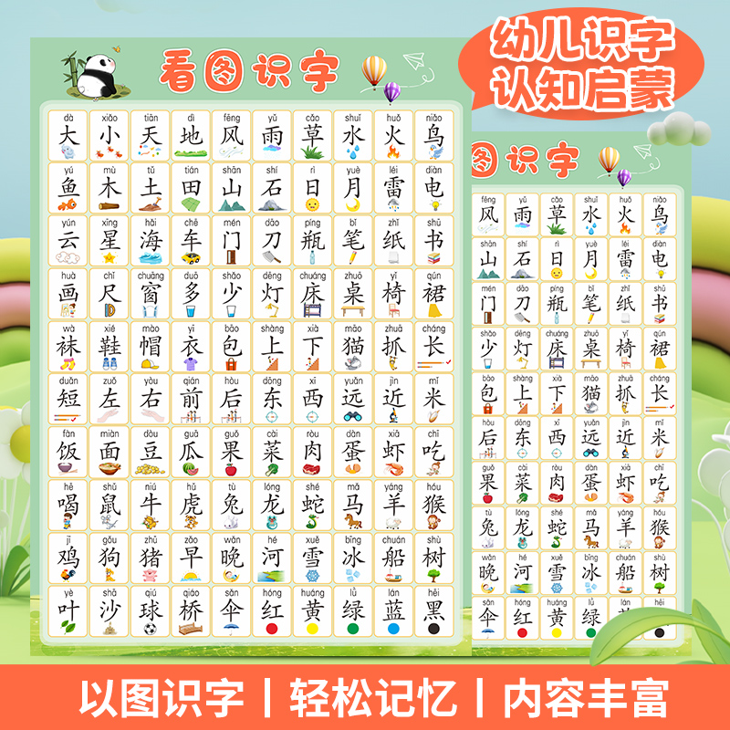 宝宝看图识字挂图墙贴