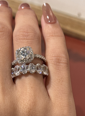 重工纯银2克拉莫桑钻贵妇戒指