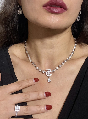 重工珠宝白富美数字5纯银项链