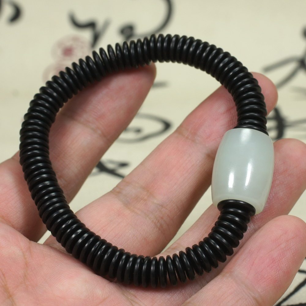 不议价俄料青白玉转运珠男款手链