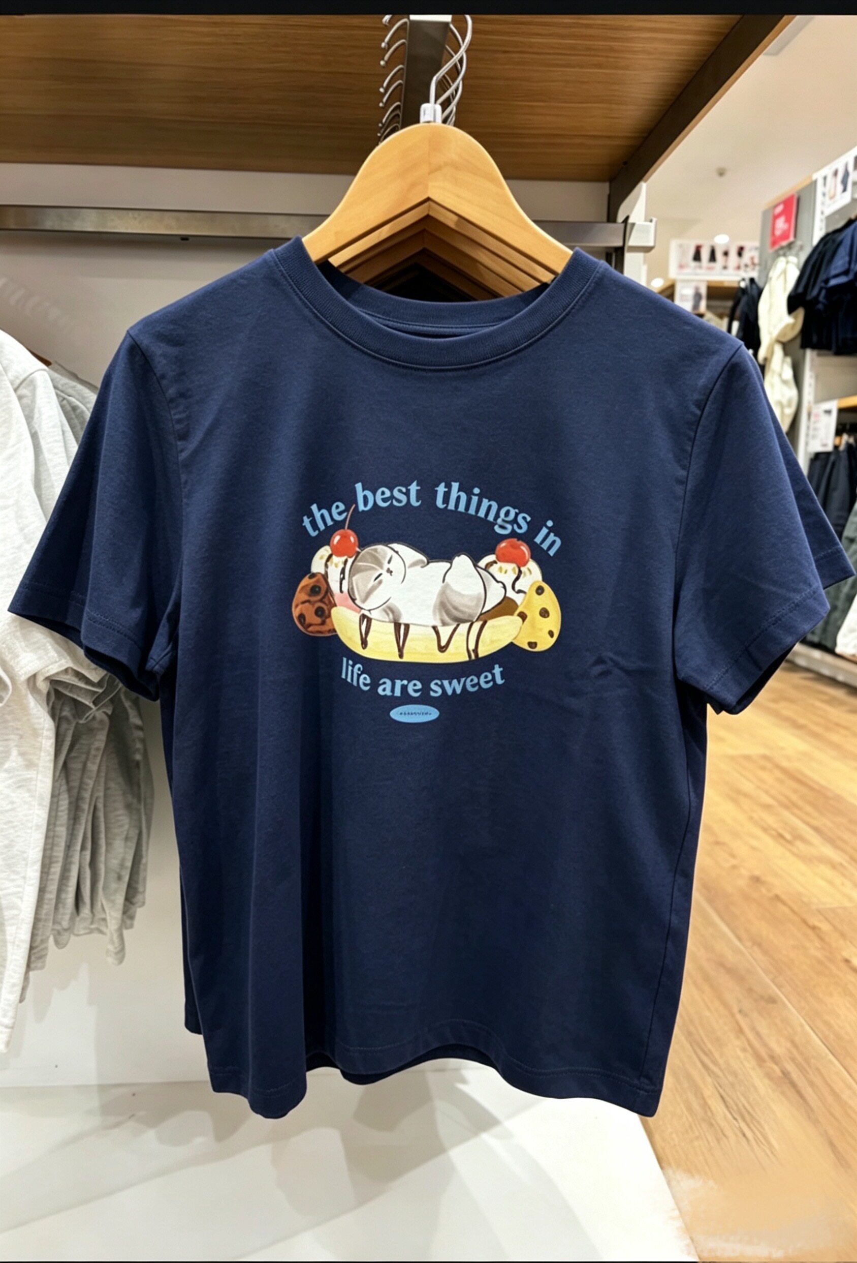 夏季mofusand香蕉猫咪亲子T恤卡通甜点喵系列萌趣情侣纯棉上衣服