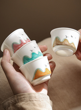 故宫文创万里江山茶杯主人杯单个高档功夫茶具品茗杯陶瓷中式茶碗