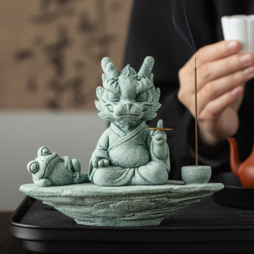 青砂石招财龙茶宠摆件装饰品