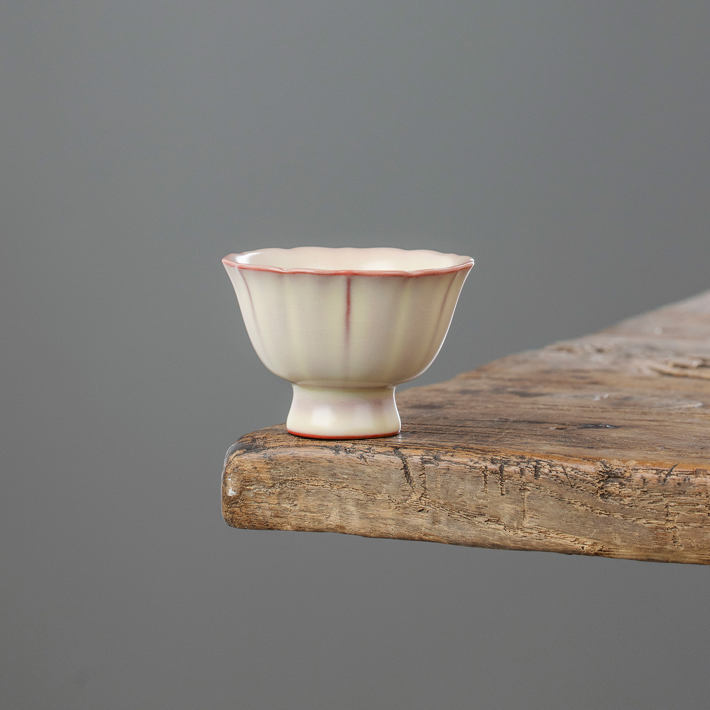 汝窑葵口高足主人杯单杯茶杯