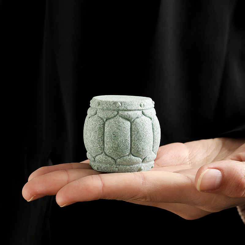 青砂石石鼓盖置盖托高端茶玩