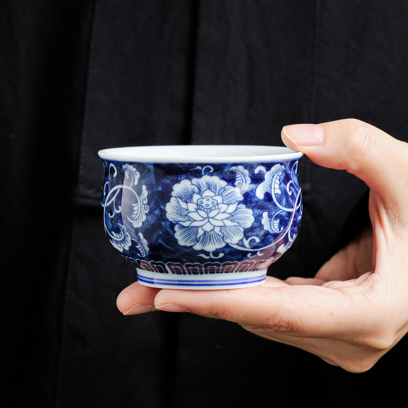 青花国色天香大度杯主人杯品茗杯