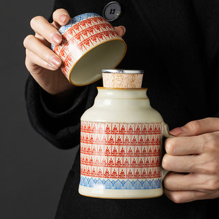 汝窑千佛小暖壶陶瓷泡茶杯马克杯带盖定制中式家用保温瓶喝水杯子