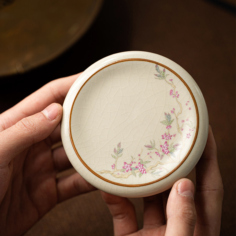 米黄汝窑开片可养盖置壶盖托功夫茶具配件陶瓷杯垫杯托复古茶托,餐饮具,茶道/零配,淘宝优惠券,粉丝福利购,淘宝优惠卷