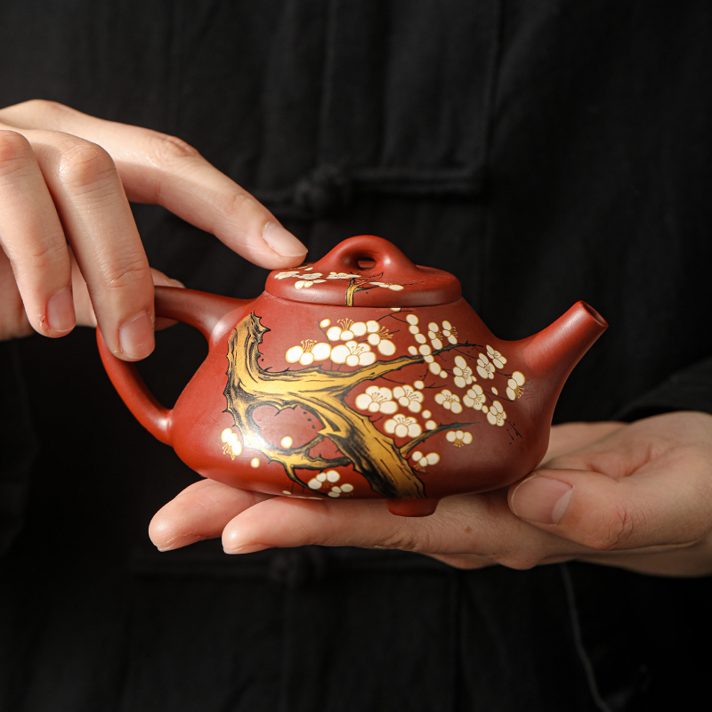 朱泥紫砂石瓢壶大容量茶壶
