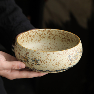 建水茶具茶海 青花火石红大号茶洗家用茶缸水盂杯洗茶道配件中式