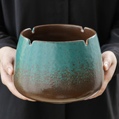 陶瓷烟灰缸茶洗家用办公室客厅创意大号高级感个性 烟缸 潮流中式