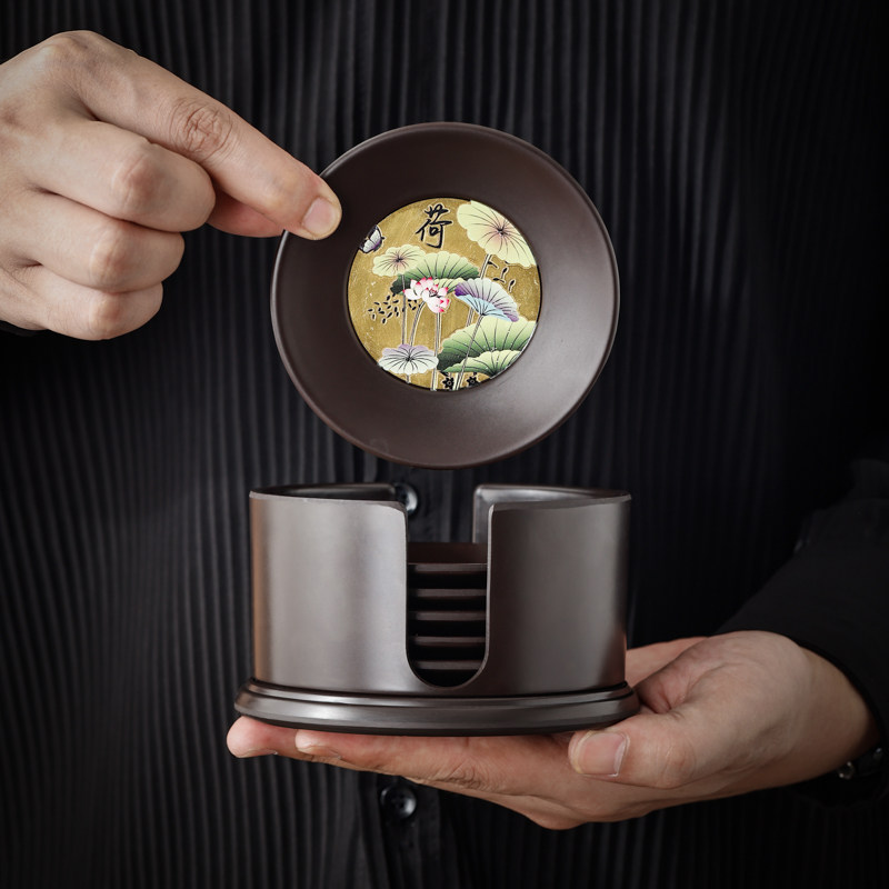 茶杯垫电木方形茶托杯架收纳茶杯托隔热茶垫茶道功夫创意茶具配件