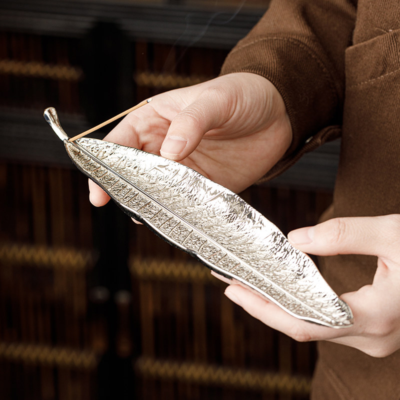 仿菩提叶合金线香插薰香炉中式创意家用室内底座卧香炉沉香檀香炉,餐饮具,茶道/香炉,淘宝优惠券,粉丝福利购,淘宝优惠卷