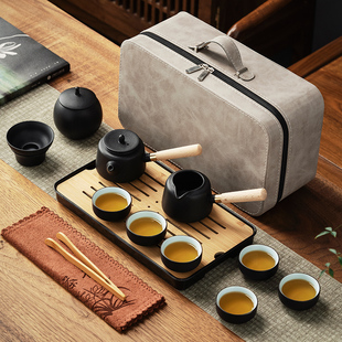 小套功夫茶具套装 旅行户外日式 家用客厅简约泡茶陶瓷茶壶会客茶盘