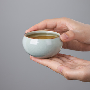 汝窑天青禅定茶杯主人杯单杯开片高档个人专用功夫茶杯定制品茗杯