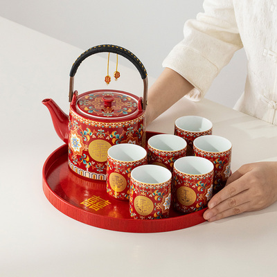 结婚礼物敬茶杯珐琅彩整套