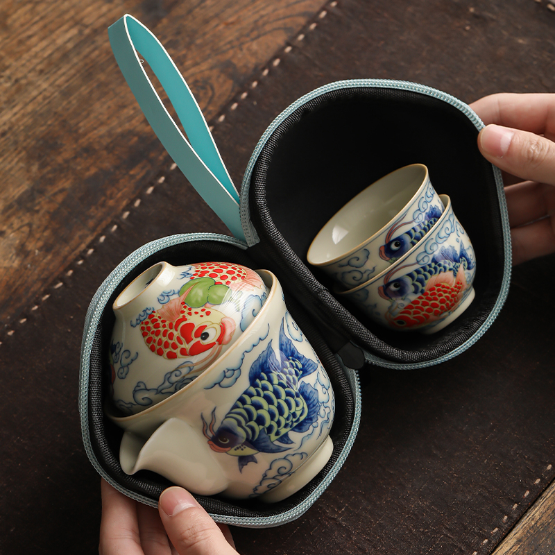 龙鱼快客杯旅行茶具套装便捷式手抓壶户外个人专用泡茶喝茶装备