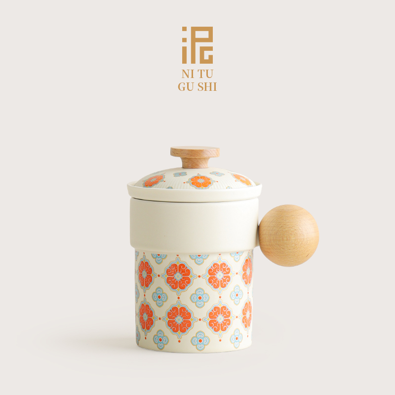 柿柿如意马克杯带盖陶瓷水杯