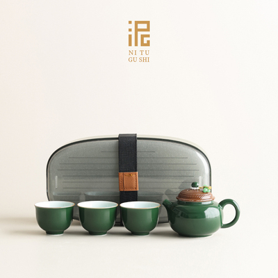 泥土故事祖母绿釉茶壶便捷套组