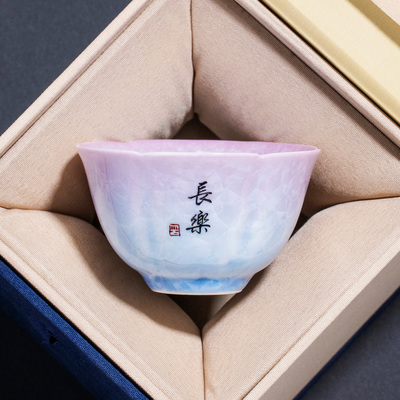 泥土故事窑变结晶釉主人杯海棠杯