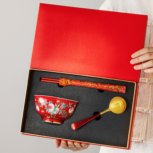 九桃五福寿碗定制老人长辈生日礼物寿宴寿辰答谢回礼百岁碗伴手礼