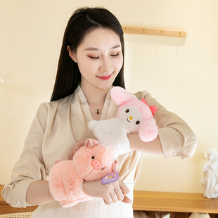 骑行自行车子熊猫啪啪圈兔子玩偶手环公仔毛绒儿童手腕绑窗帘装饰