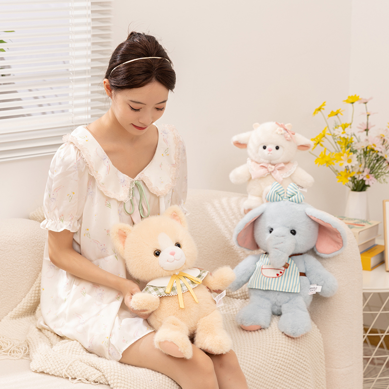 卡通大象小猫安抚抱枕头毛绒公仔婴儿玩偶宝宝睡觉布娃娃生日礼物