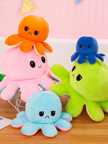 Эмоциональная двусторонная кукла, плюшевые рыбки, осьминог, подарок на день рождения