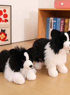 仿真可爱黑白边牧犬毛绒玩偶