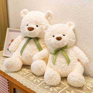 网红巴塞罗白色小熊玩偶泰迪公仔熊可爱毛绒玩具丑萌娃娃生日礼物