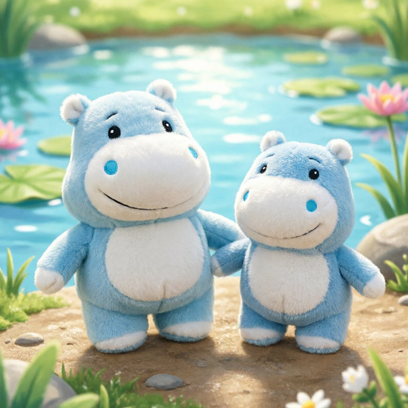 可爱蓝色河马毛绒玩具卡通公仔玩偶睡觉抱枕安抚娃娃女孩生日礼物