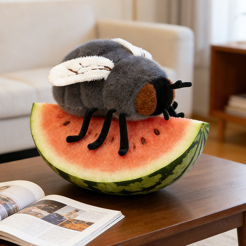 夏天绿豆苍蝇绒玩具可爱昆虫玩偶公仔睡觉抱枕陪睡娃娃女生日礼物