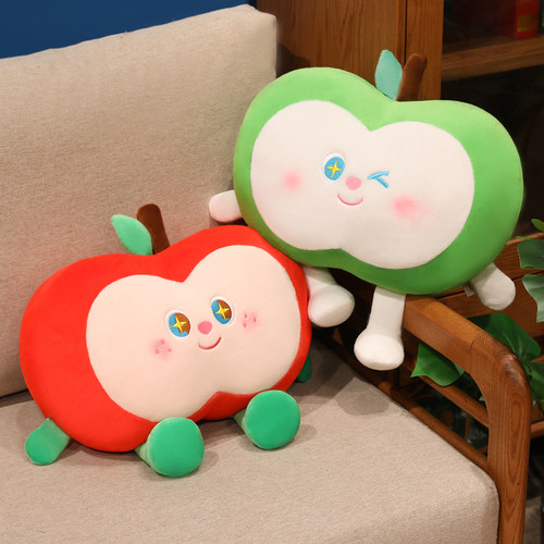 可爱表情苹果靠垫公仔毛绒