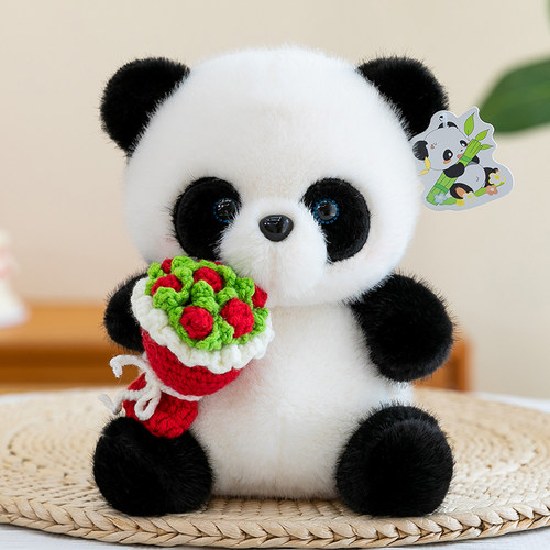 熊猫花花毛绒玩偶捧花公仔可