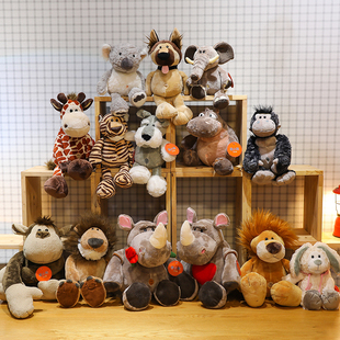 升级丛林动物公仔仿真森林狮子猴子大象犀牛宝子床上陪睡萌系摆饰