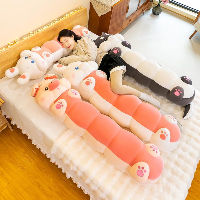 卡通床上枕头动物孕妇可爱夹腿侧睡儿童毛毛虫抱枕超软动物圆柱形