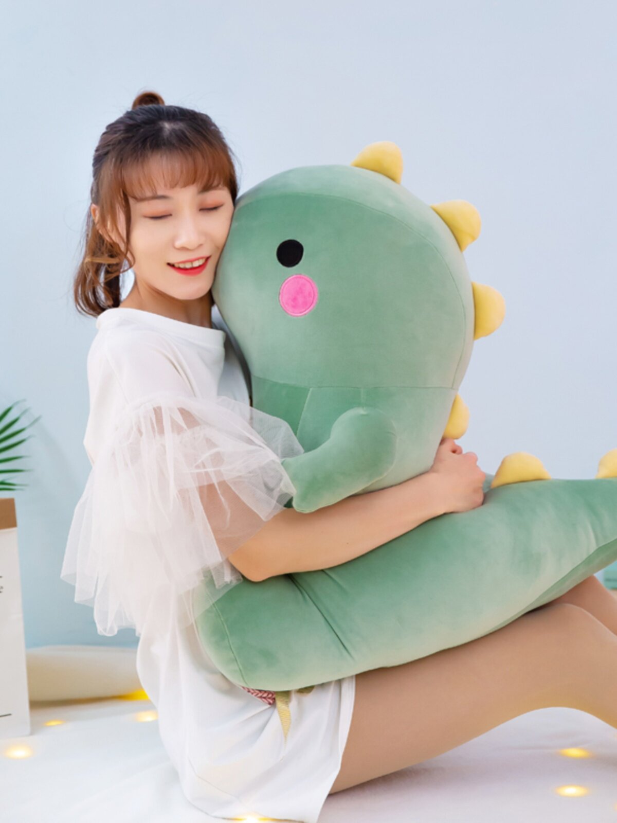 귀여운 INS 인형 플러시 장난감 녹색 공룡 인형 헝겊 인형 잠자는 베개 어린이 생일 선물 소년