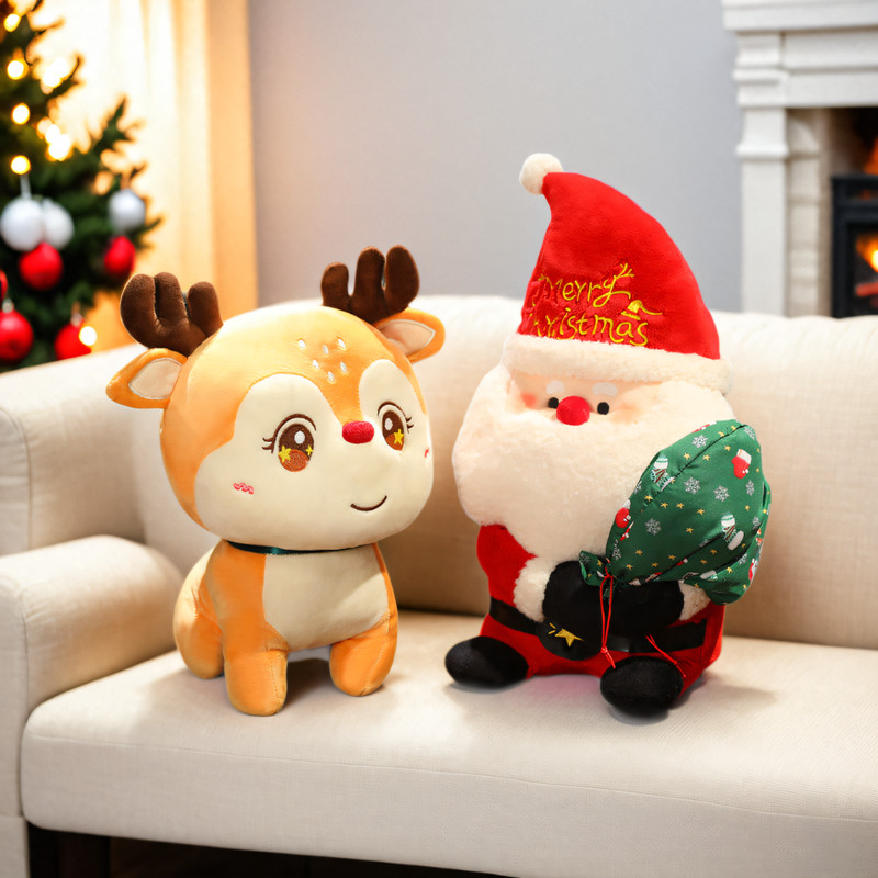 圣诞老人玩偶毛绒玩具麋鹿公仔娃娃抱枕儿童平安夜圣诞节日礼物女