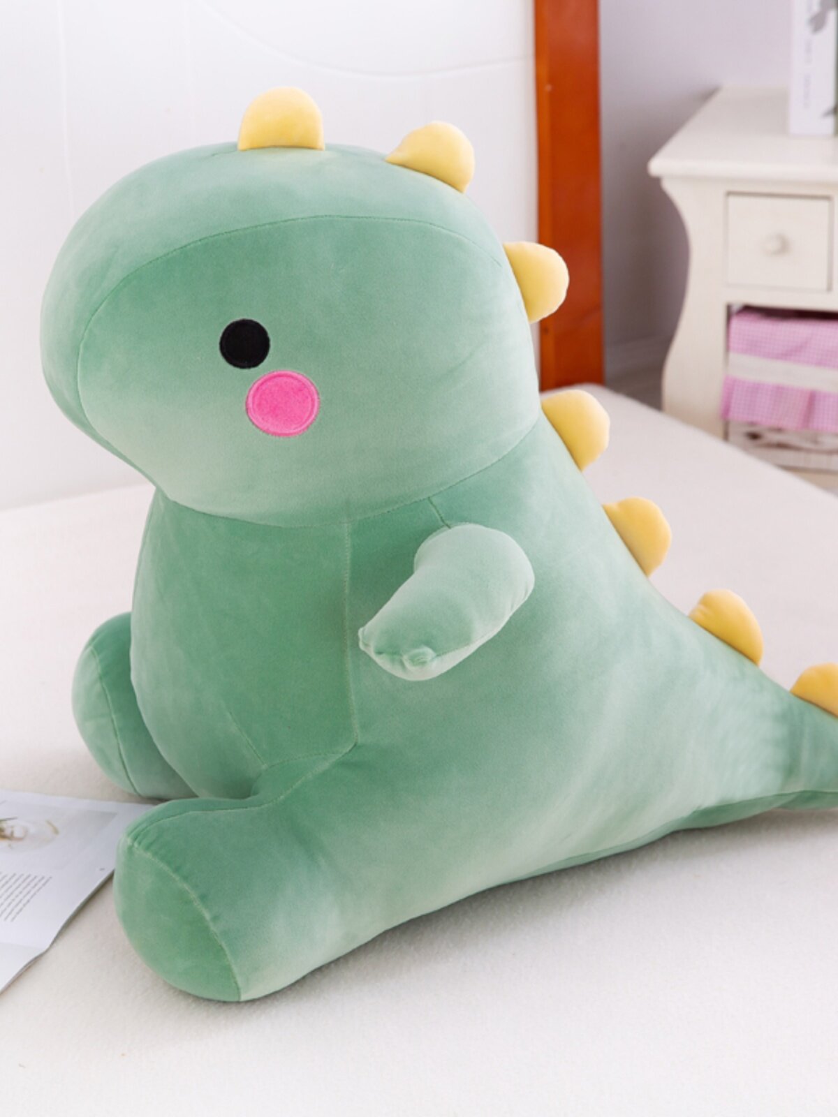 귀여운 INS 인형 플러시 장난감 녹색 공룡 인형 헝겊 인형 잠자는 베개 어린이 생일 선물 소년