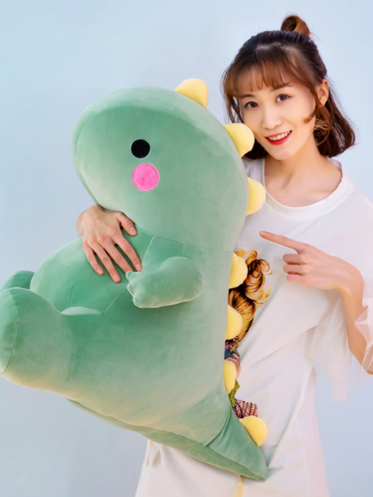 귀여운 INS 인형 플러시 장난감 녹색 공룡 인형 헝겊 인형 잠자는 베개 어린이 생일 선물 소년