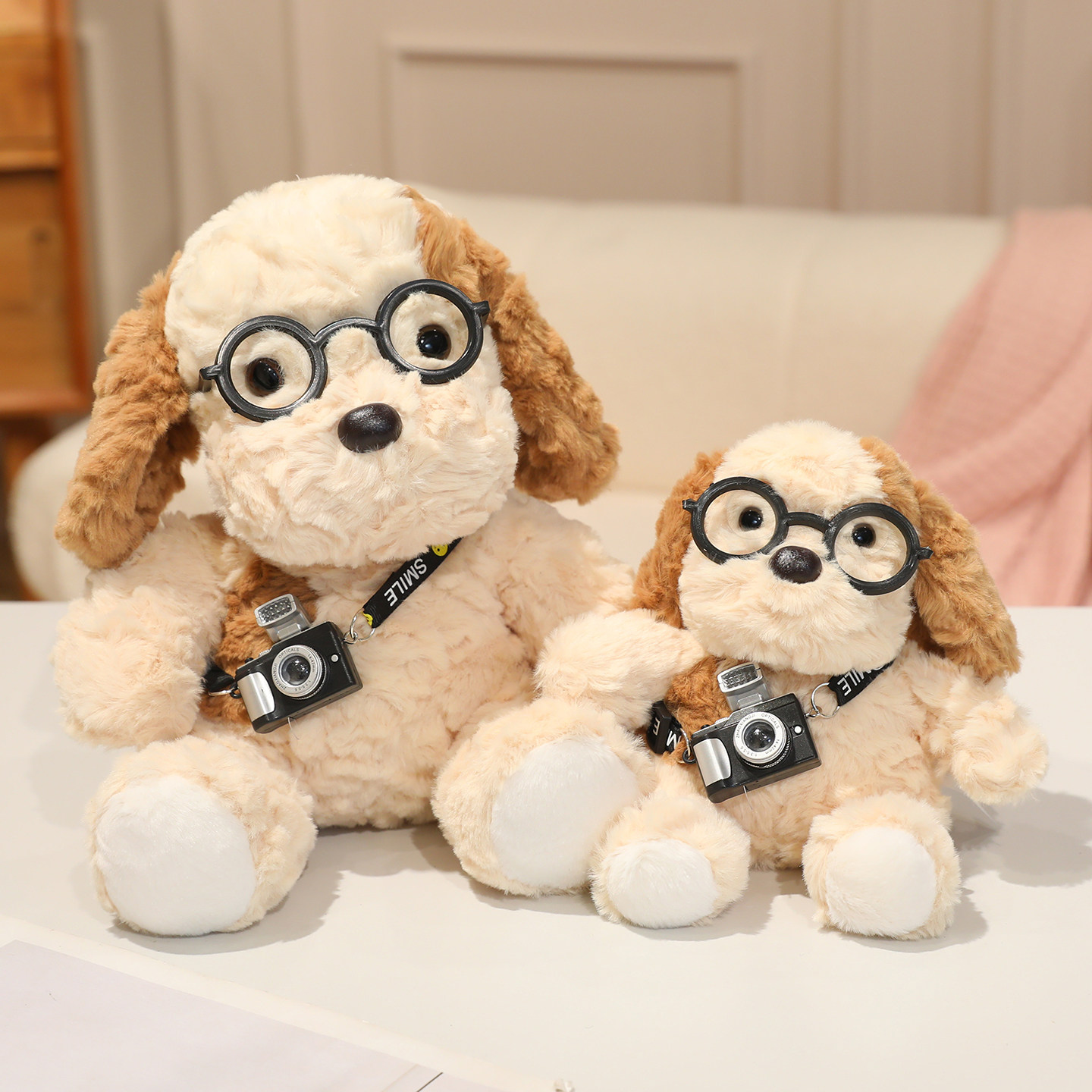 可爱正版坐姿相机蛋挞狗玩偶眼镜小狗毛绒抱枕儿童安抚大公仔礼物,玩具/童车/益智/积木/模型,毛绒/玩偶/公仔/布艺类玩具,淘宝优惠券,粉丝福利购,淘宝优惠卷