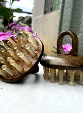 礼盒款头皮按摩梳绿檀木头部经络28钉指环头疗馆专用厂家直销