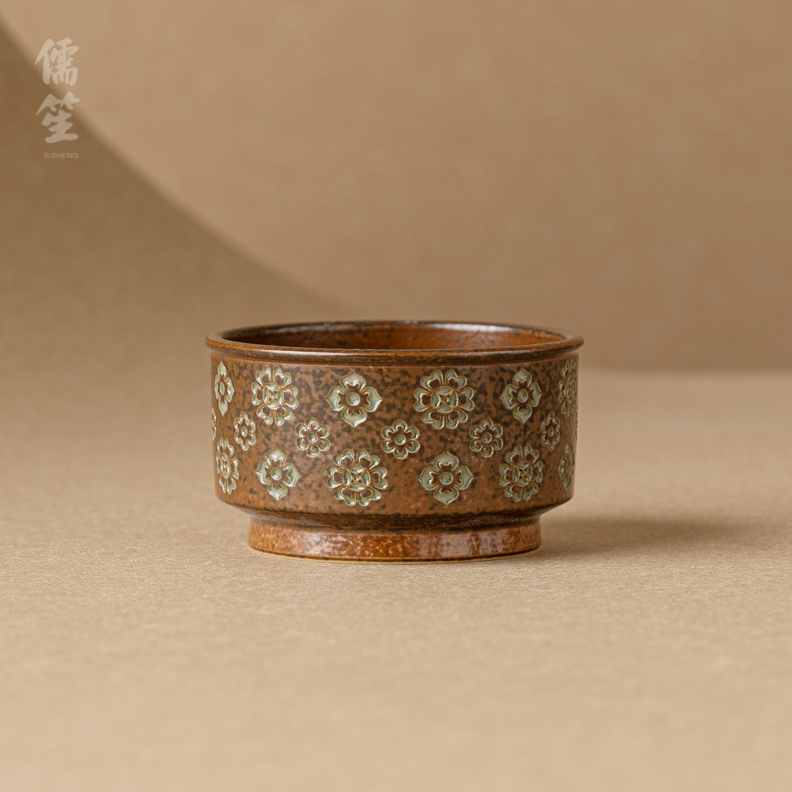 儒笙宝相花手工品茗杯大容量茶杯茶碗陶瓷家用中式复古高颜值茶杯