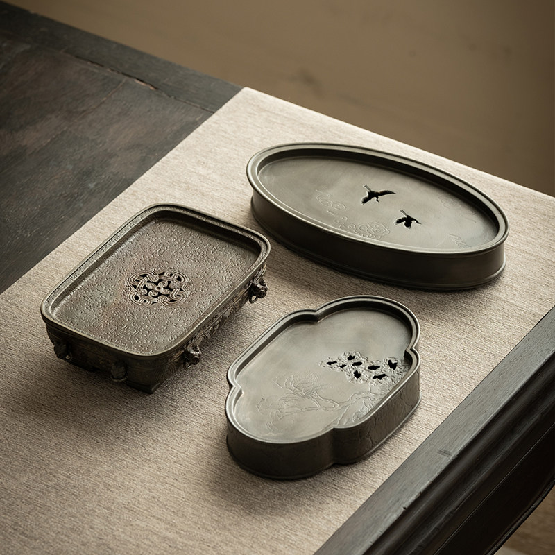 儒笙复古高档古锡壶承干泡台可蓄水茶盘茶壶托杯垫建水茶台茶道