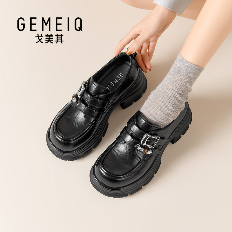 戈美其皮带扣厚底乐福鞋女2026年新款百搭小皮鞋小众复古深口单鞋,女鞋,深口单鞋,淘宝优惠券,粉丝福利购,淘宝优惠卷
