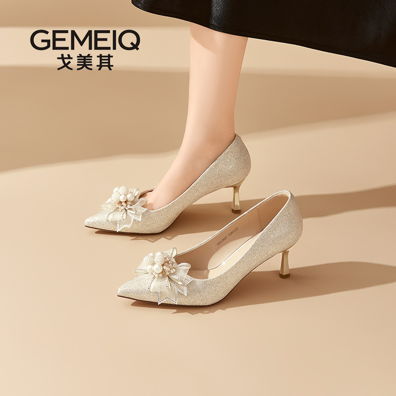 戈美其2025新款秋季法式蝴蝶结鞋