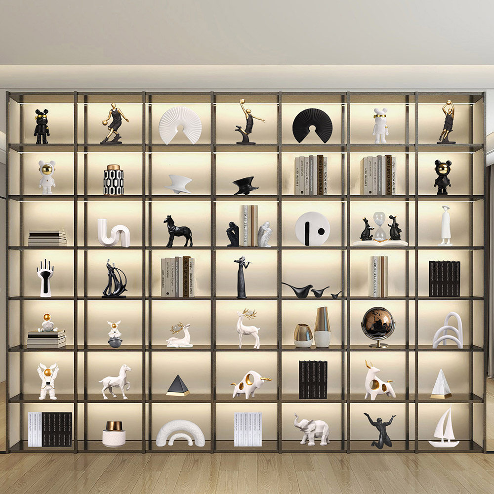 新中式轻奢高档家居装饰品摆件书柜客厅办公室展示柜软装工艺品