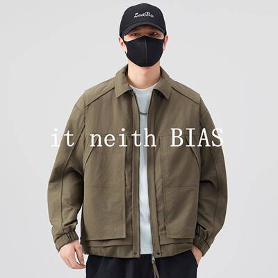 it neith BIAS假两件外套男春秋季2025新款休闲宽松翻领工装夹克