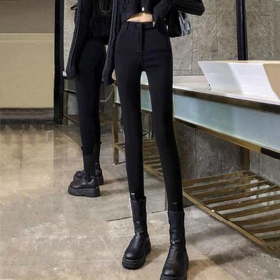 韩国弹力黑色打底裤外穿春秋裤子2024新款女裤小脚铅笔小黑裤加绒