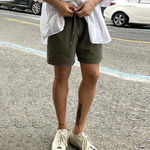 Upscale潮人 亚麻短裤男夏季薄款韩版直筒百搭五分裤宽松休闲裤子